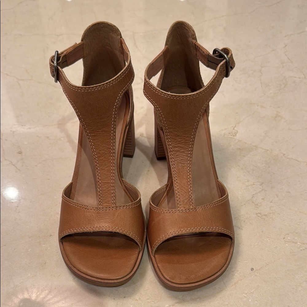 Lucky Brand Tan Heeled Sandals with Ankle Strap